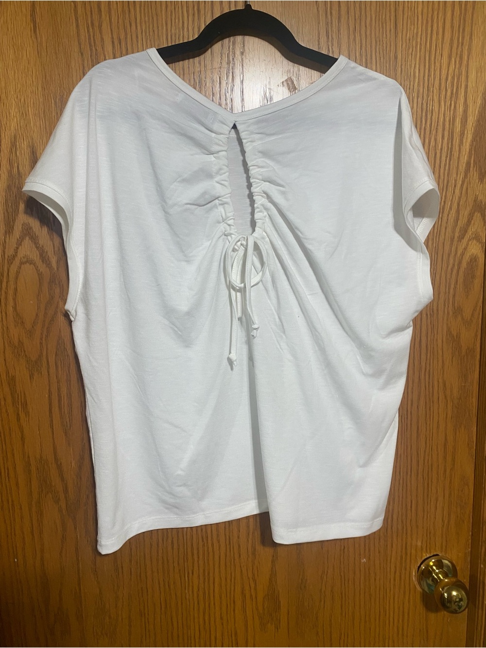 White Ruched Tie-Back Women’s Top
